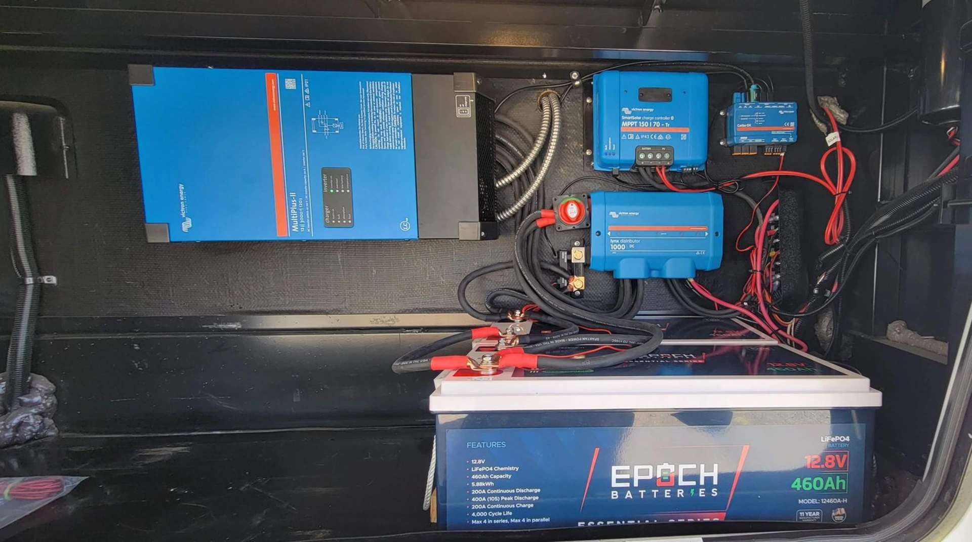 Momentum Upfitters Victron Energy System on a fifth wheel with Epoch lithium batteries